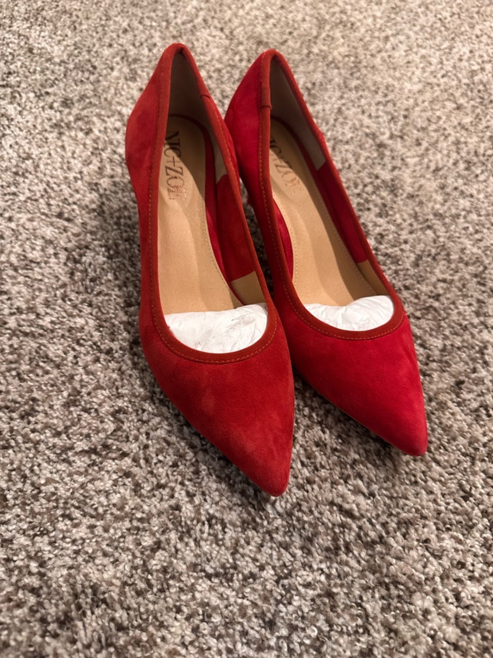 NIC+ZOE Red Suede Pointed-Toe Pumps